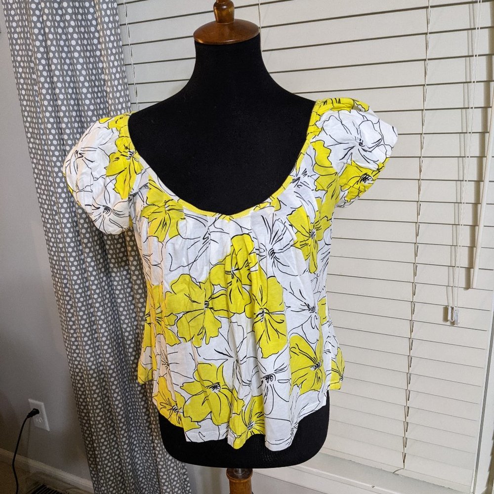 Anthropologie Porridge yellow floral shirt